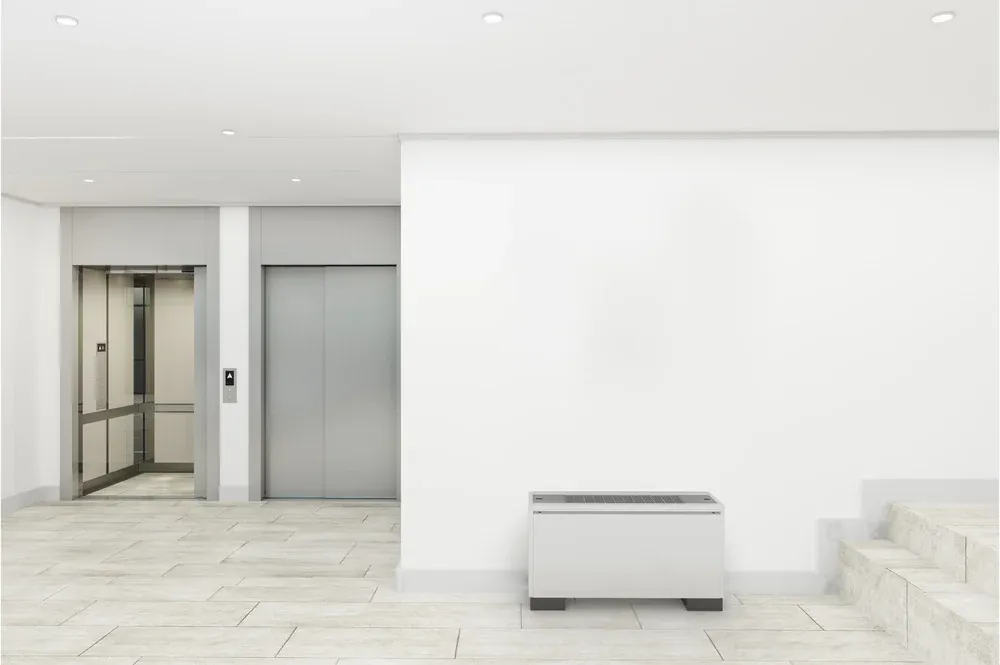 Indoor air-handling unit installed in a residential space
